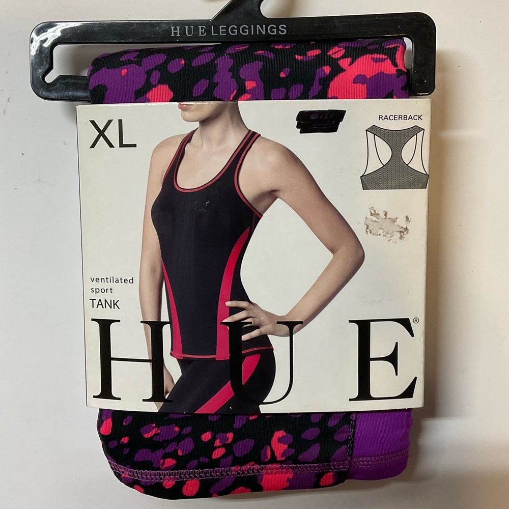 NIP Women’s HUE Ventilated Athletic‎ Tank Top Racerback Black / Purple XL 16-18